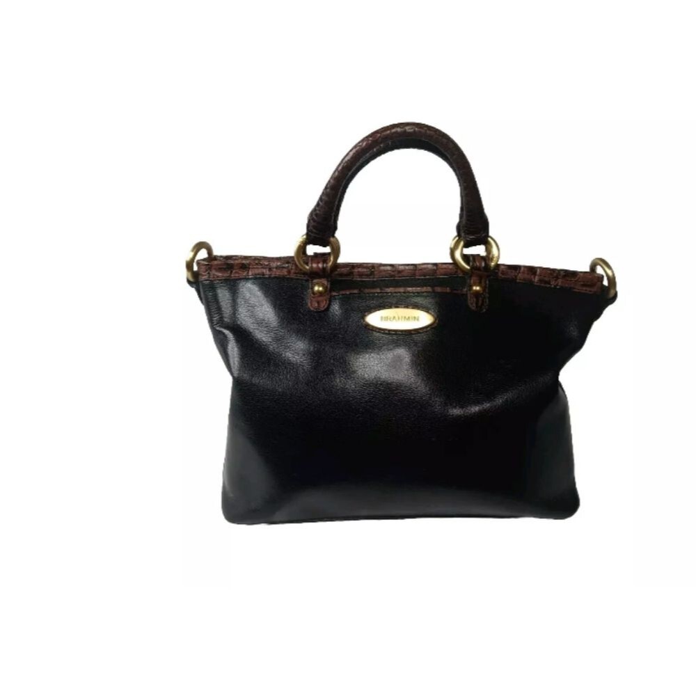 Brahmin Mini Arno Satchel Bag  Tuscan Black Tri-Texture Small Handbag MSRP $228